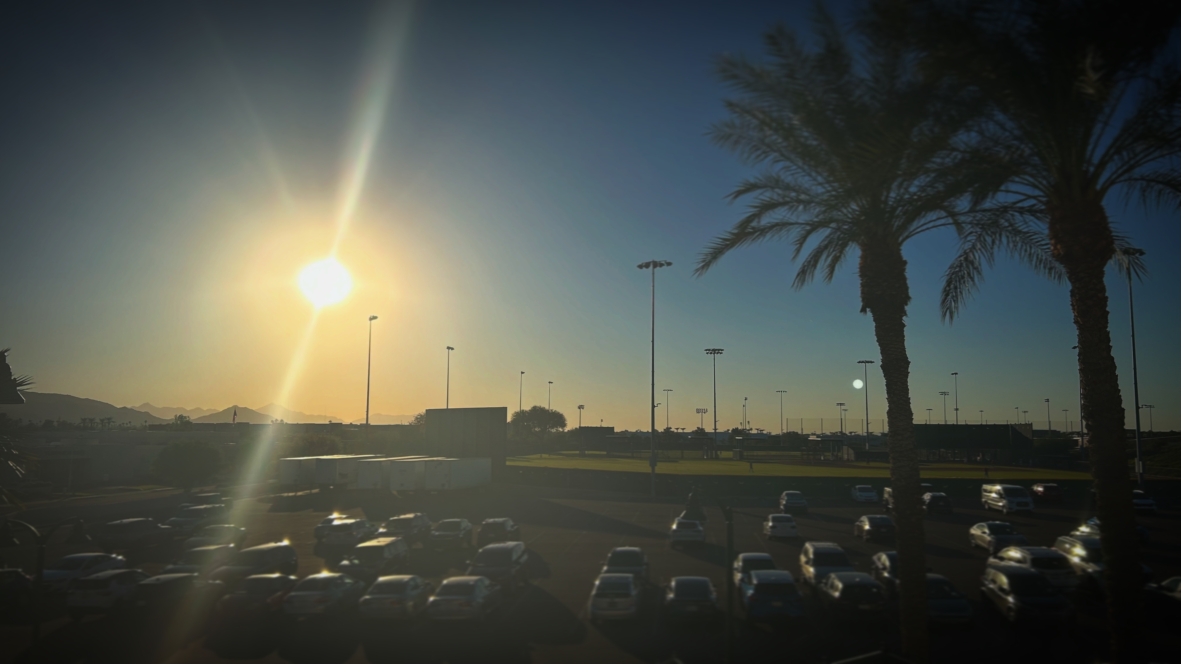 Photo taken of the sunset while leaving Tempe Diablo Baseball stadium in Phoenix, Arizona.